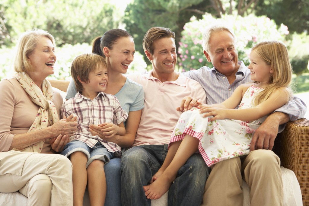 older active adults with family