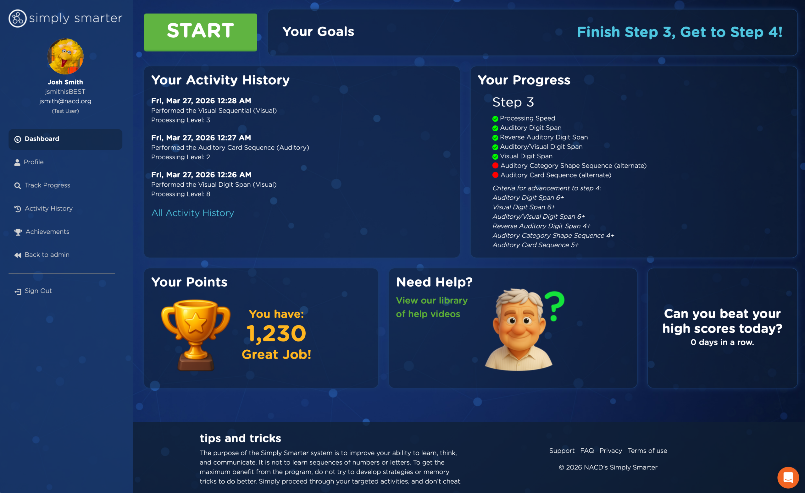 Advanced track activity